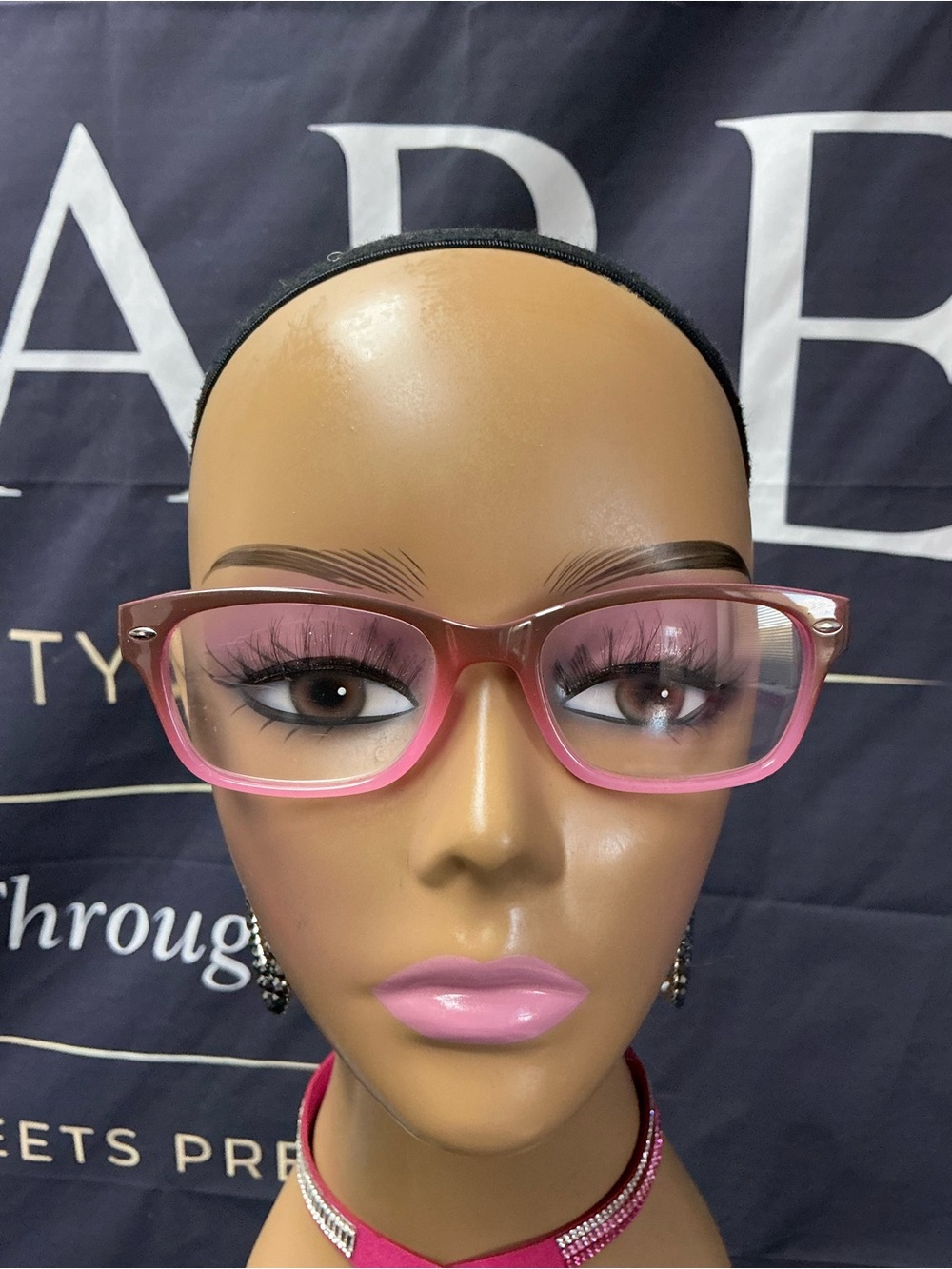 Women's Pink Gradient Square Eyeglasses - Picture 2 of 6